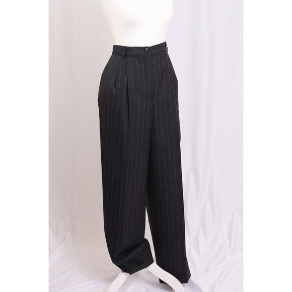 3-Piece Black Pinstripe Suit Set Wool Size 14 - Picture 2 of 9